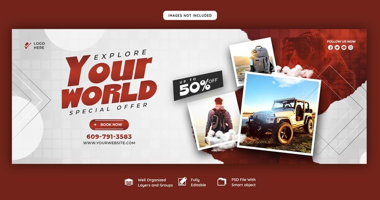 Free PSD travel and tourism facebook cover template
