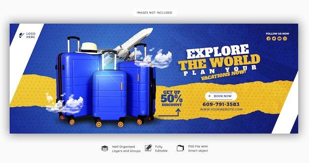 Free PSD travel and tourism facebook cover template