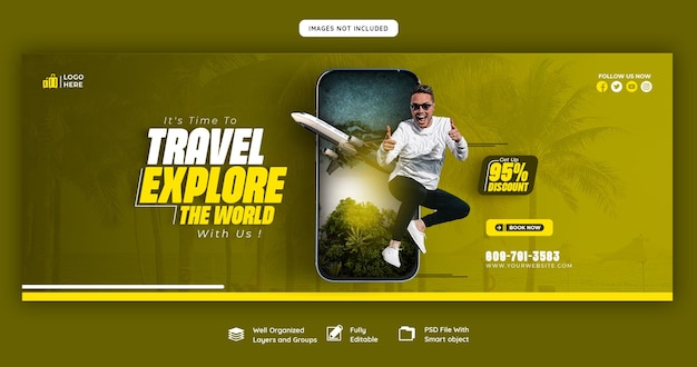 Free PSD travel and tourism facebook cover template