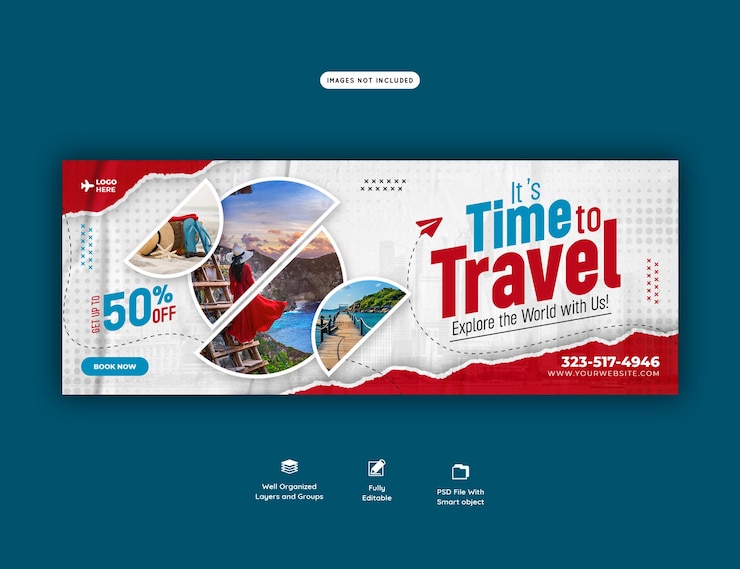 Free PSD travel and tourism facebook cover template