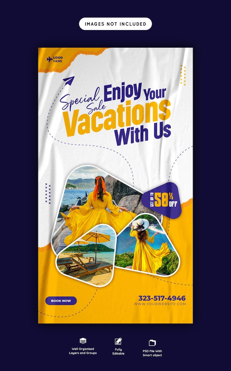 Free PSD travel and tourism instagram and facebook story template