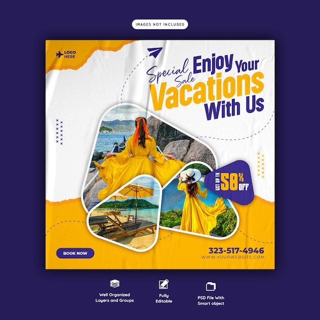 Travel and tourism instagram post or social media post template