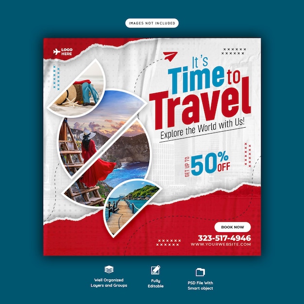 Travel and tourism instagram post or social media post template