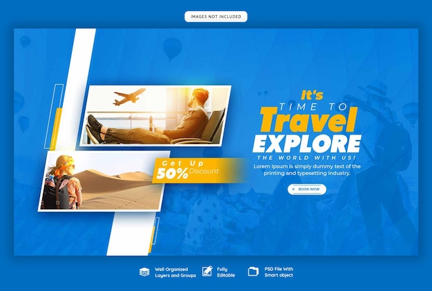 PSD gratuito modello di banner web per viaggi e turismo