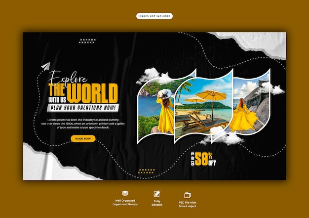 Free PSD travel and tourism web banner template