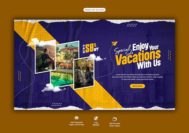 PSD gratuito modello di banner web per viaggi e turismo