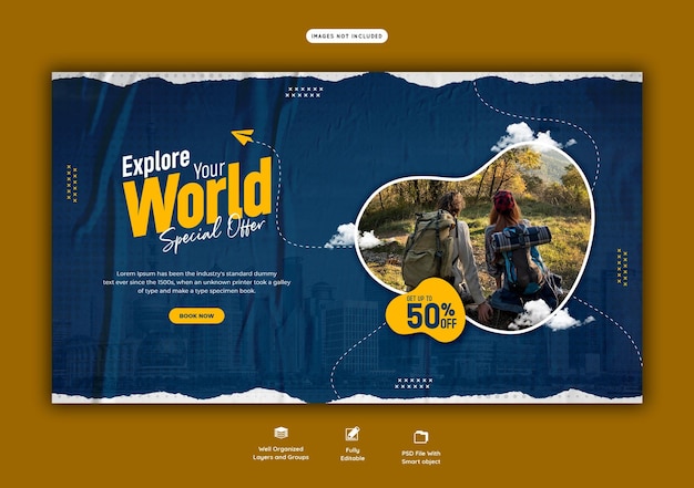 Modello di banner web per viaggi e turismo