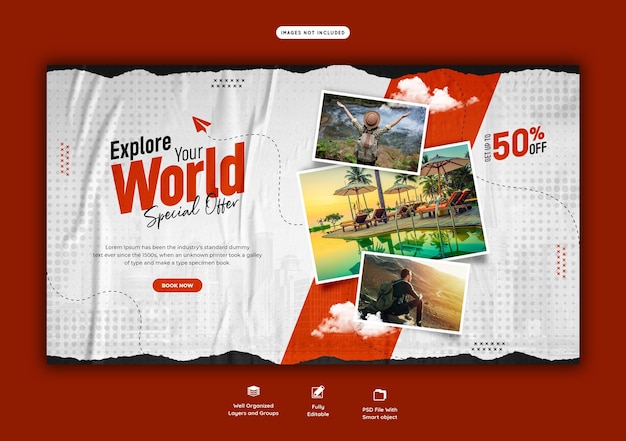 Free PSD travel and tourism web banner template