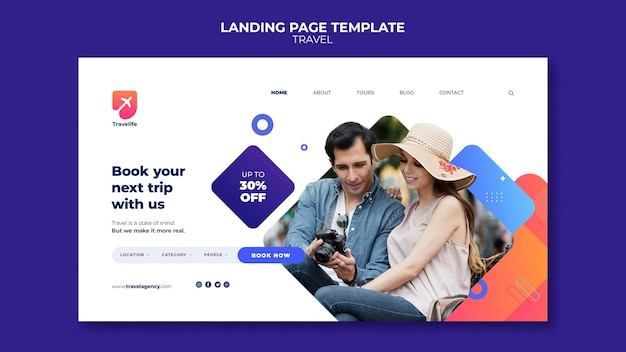 Travel with discount landing page template