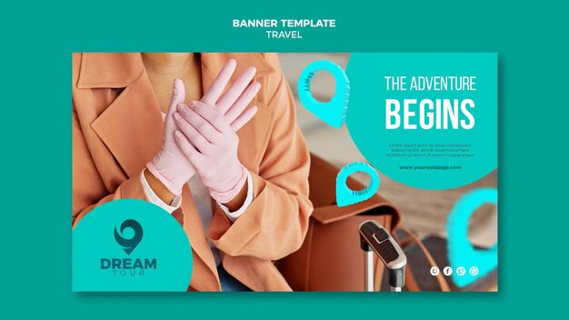 Travel with mask horizontal banner