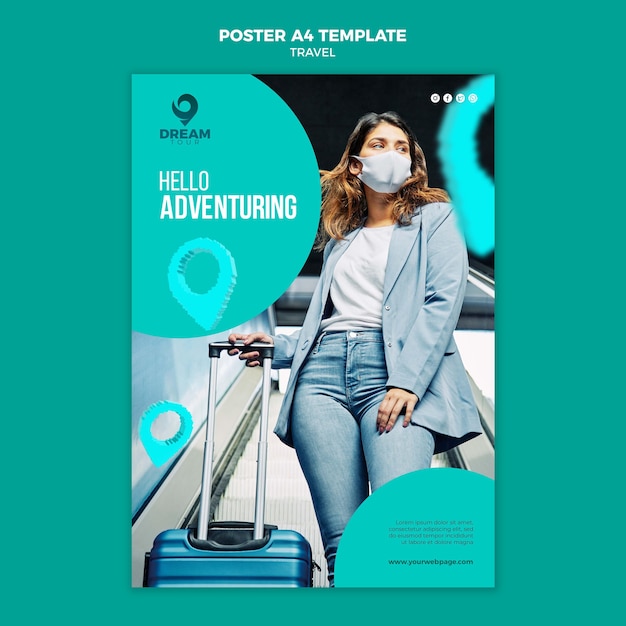 Free PSD travel with mask poster template