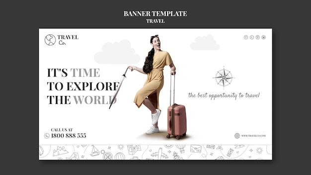 Free PSD travel the world banner template