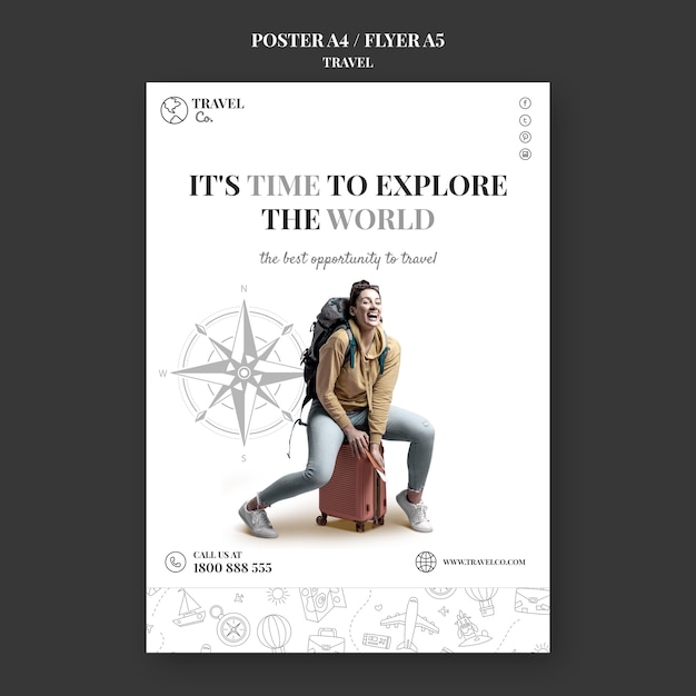 Travel the world flyer template