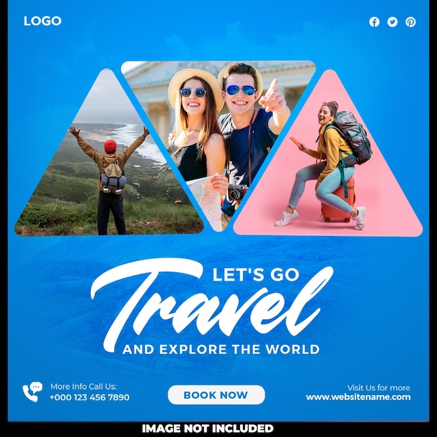 Free PSD travel the world social media template design post