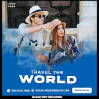 Free PSD travel the world social media template