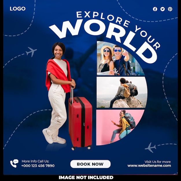 Free PSD travel the world social media template