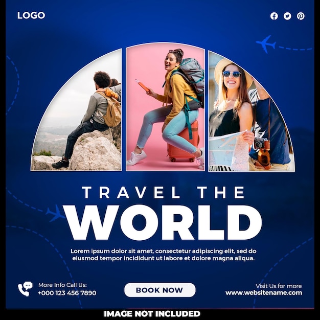 Free PSD travel the world social media template