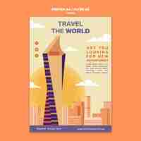 Free PSD travel the world vertical poster template