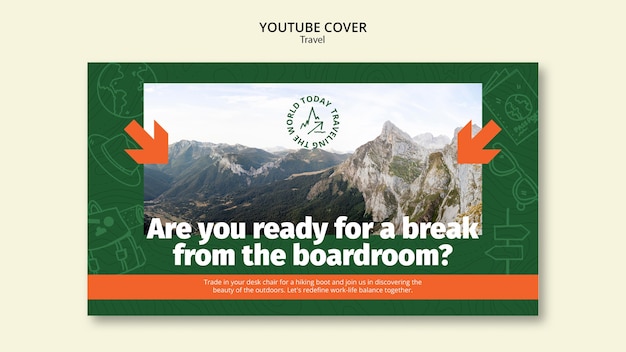 Modello di copertina per youtube da viaggio