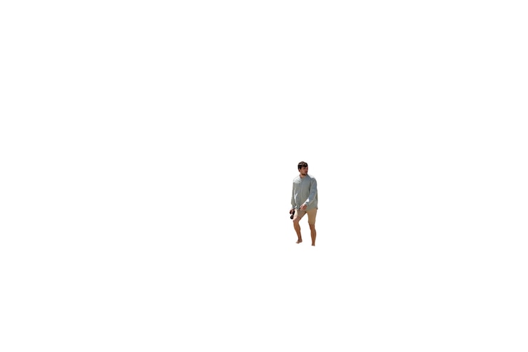 Free PSD traveler in the desert under the hot sun