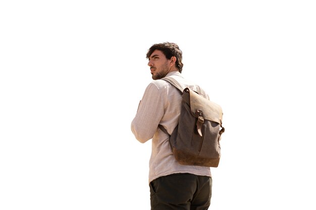 Traveler under the hot sun in the desert