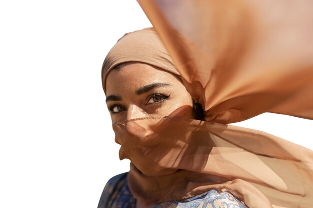 Traveler under the hot sun in the desert