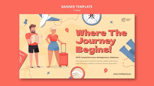 Free PSD travelers design template of banner