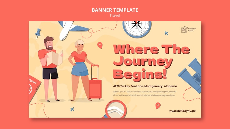 Free PSD travelers design template of banner