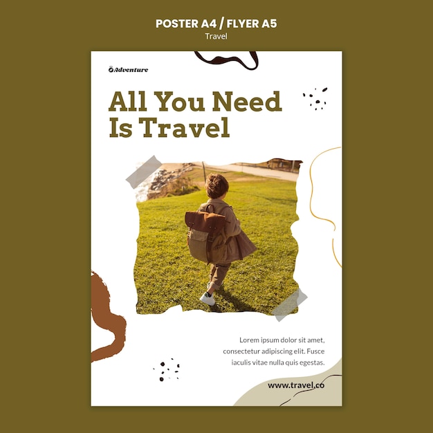 Traveling adventure poster template