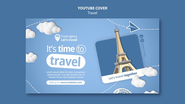 PSD gratuito modello di copertina di youtube per l'avventura in viaggio