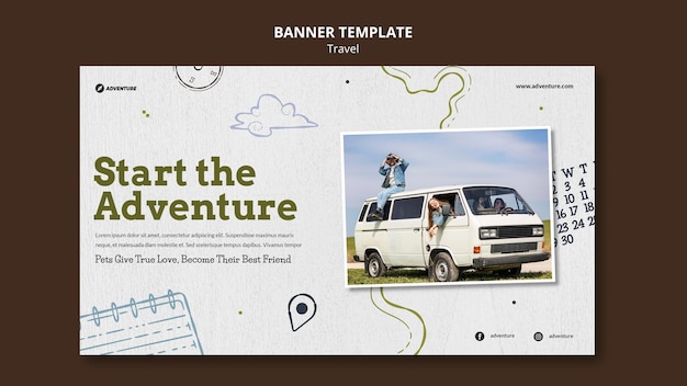 Free PSD traveling banner template with photo