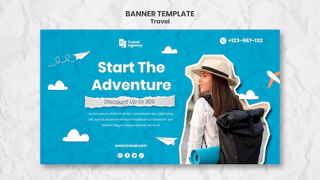 Free PSD traveling banner template with photo