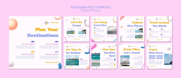 Free PSD traveling concept instagram posts