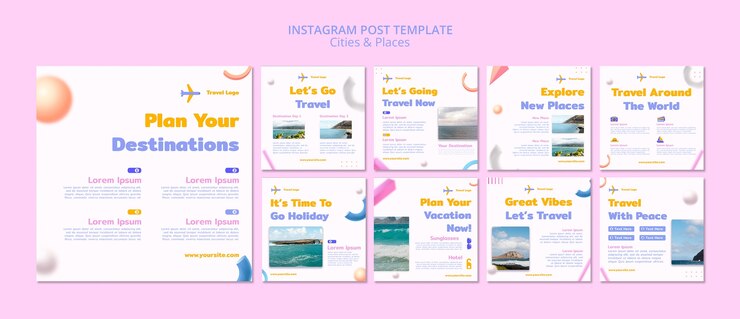 무료 PSD 여행 개념 instagram 게시물