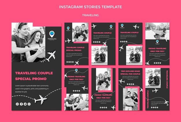 Traveling concept instagram stories template