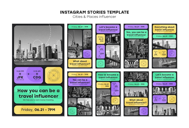 PSD gratuito storie di instagram di concetto di viaggio