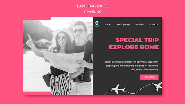 Free PSD traveling concept landing page template