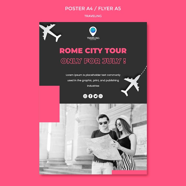 Free PSD traveling concept poster template