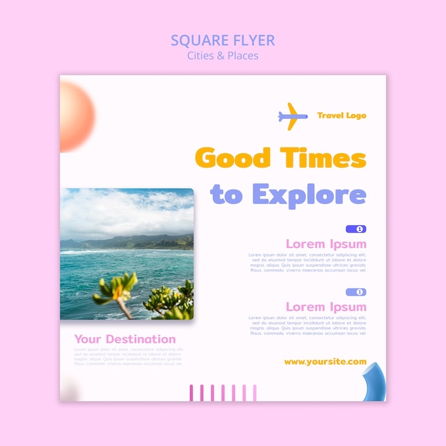 Free PSD traveling concept square flyer template