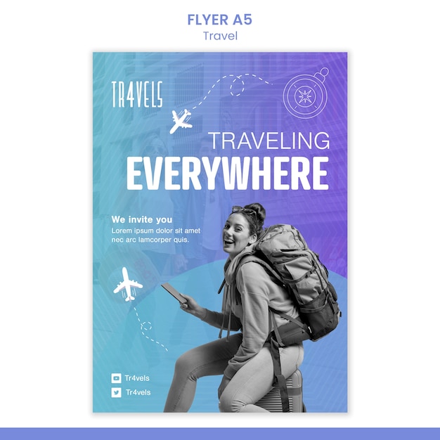 Free PSD traveling everywhere flyer template