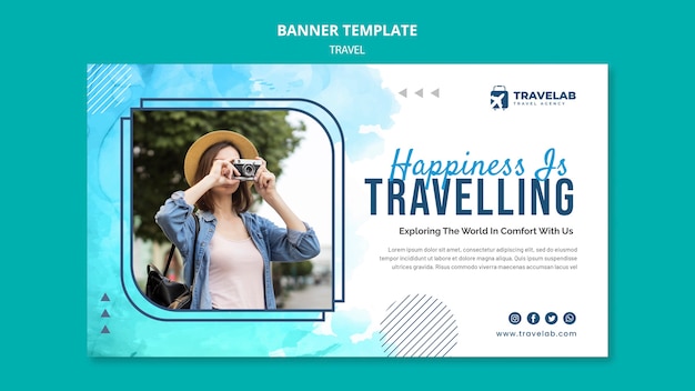 Traveling happiness banner template Free Psd