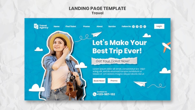 Traveling landing page template with photo