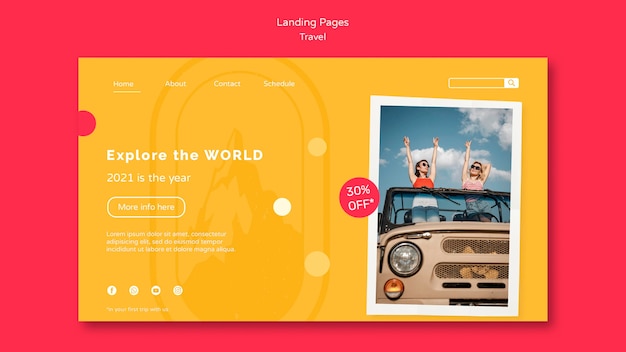 Traveling landing page template