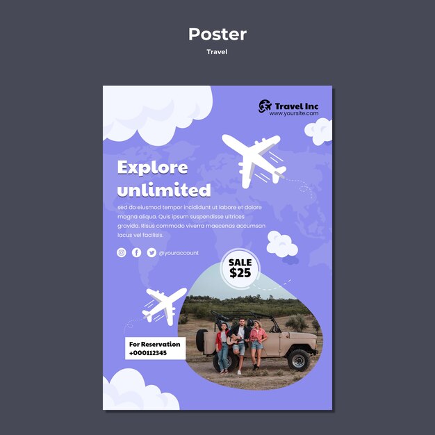 Traveling poster template with planes