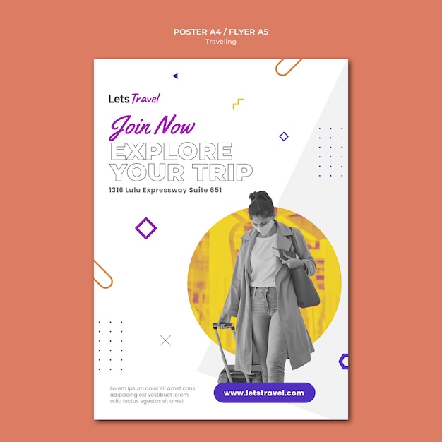 Free PSD traveling poster template