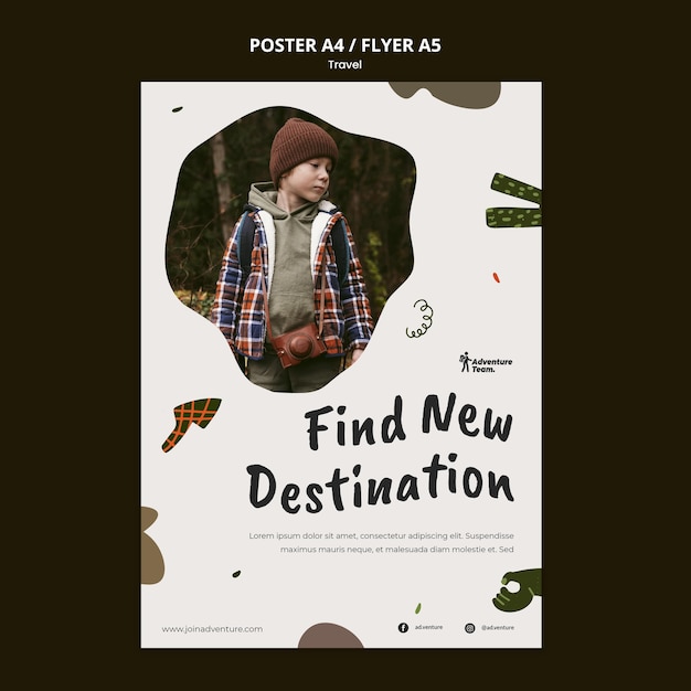 Free PSD traveling print template with photo