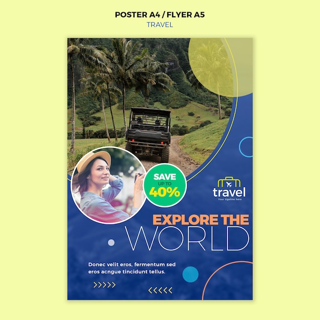 Free PSD traveling print template with photo