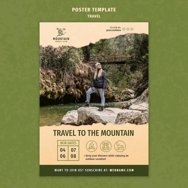 Free PSD traveling print template with photo