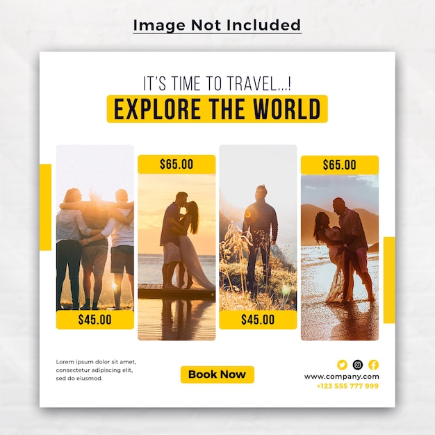 Traveling and tour social media post square banner template