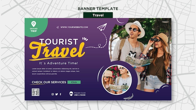 Travelling banner template with photo